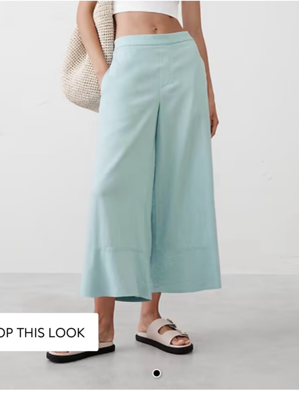 Banana Republic Light Aqua Wide-Leg linen Crop Pants - Women's - Small